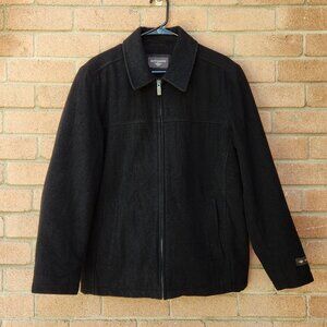 Dockers Men’s Black Wool Blend Jacket Coat Size Small Zip Front Classic